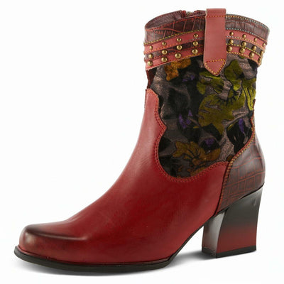 Spring Step L'Artiste Women's Happytime Leather Bootie Red Multi EU 39 / US 8.5