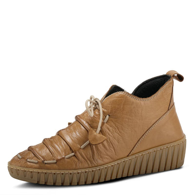 Spring Step Nespea Booties for Women - Waterproof Leather Women's Shoes with Zipper Closure - Western Ankle Boots for Women with Low Heel - Camel EU 37 / US 6.5-7