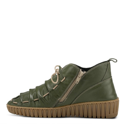Spring Step Nespea Booties for Women - Waterproof Leather Women's Shoes with Zipper Closure - Western Ankle Boots for Women with Low Heel - Olive Green EU 36 / US 5.5-6