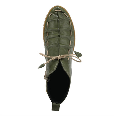 Spring Step Nespea Booties for Women - Waterproof Leather Women's Shoes with Zipper Closure - Western Ankle Boots for Women with Low Heel - Olive Green EU 36 / US 5.5-6