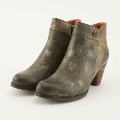 Spring Step L'Artiste Bestlove Ankle Boots for Women Low Heel | Casual Women's Boots Women with Metallic Brush Strokes and Cushion Footbed Olive Multi EU 37 / US 6.5-7