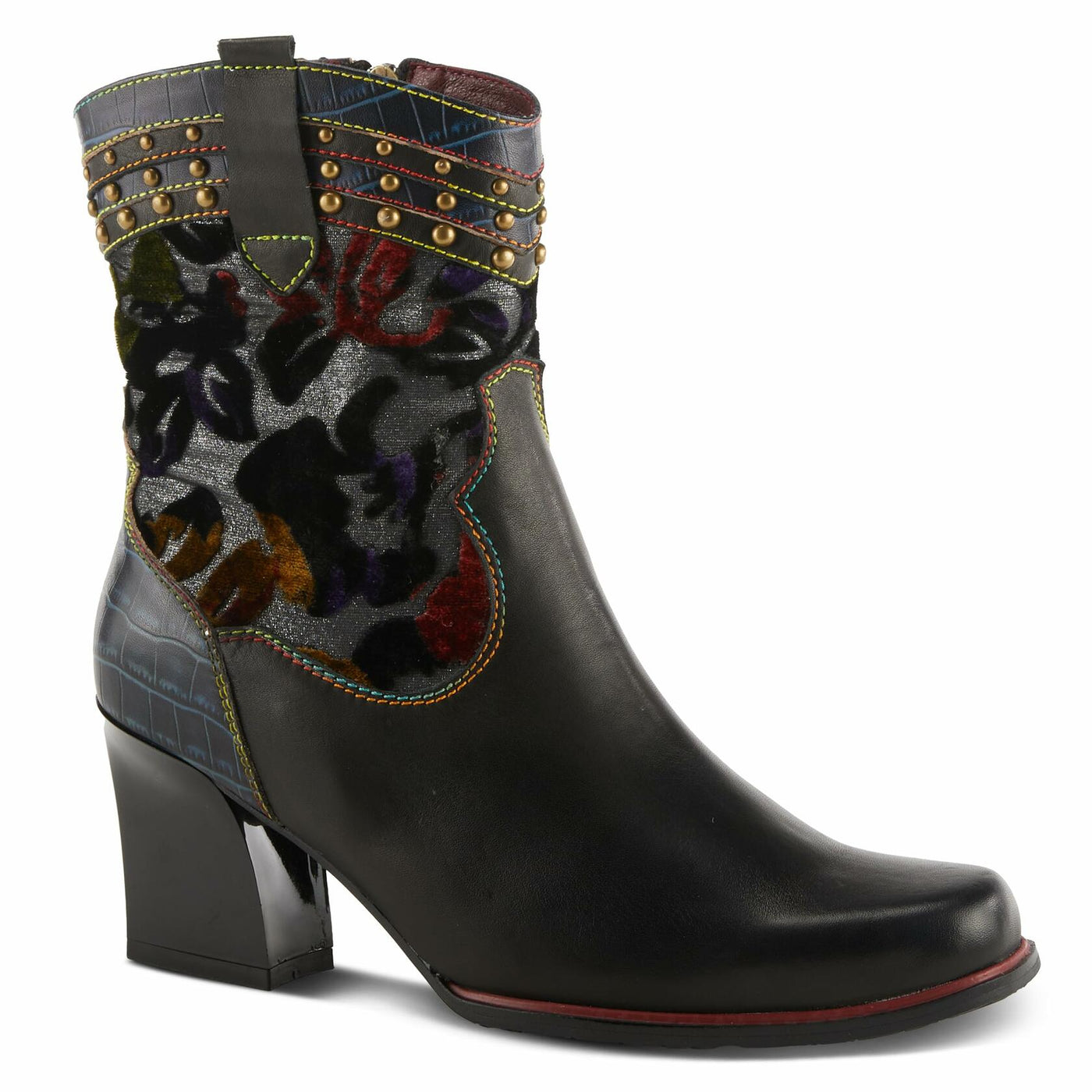 Spring Step L'Artiste Women's Happytime Leather Bootie Black Multi EU 38 / US 7.5-8