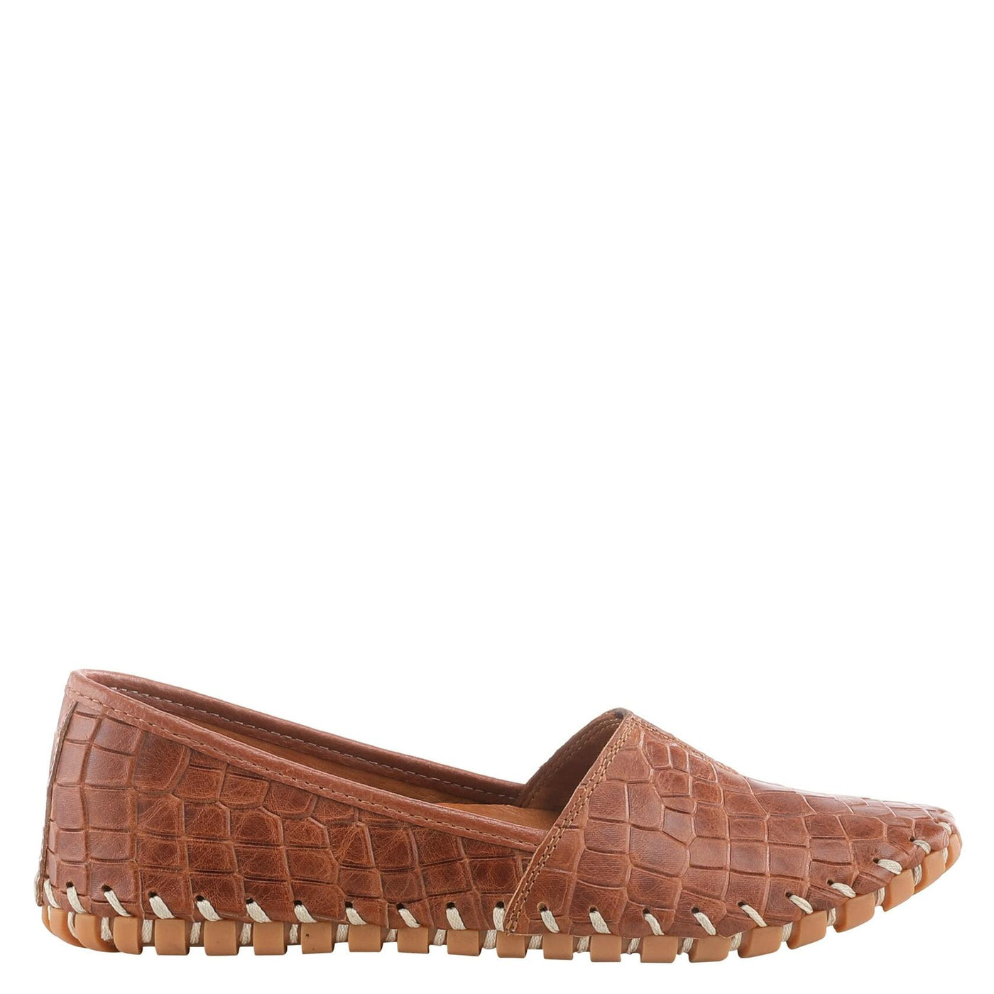 Spring Step Kathaleta-Croco Shoes for Women - Ladies Leather Booties with Rubber Outsole - Comfortable Slip-On Flat Shoes for Womens - Camel EU 41 / US 9.5-10
