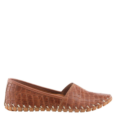 Spring Step Kathaleta-Croco Shoes for Women - Ladies Leather Booties with Rubber Outsole - Comfortable Slip-On Flat Shoes for Womens - Camel EU 40 / US 9
