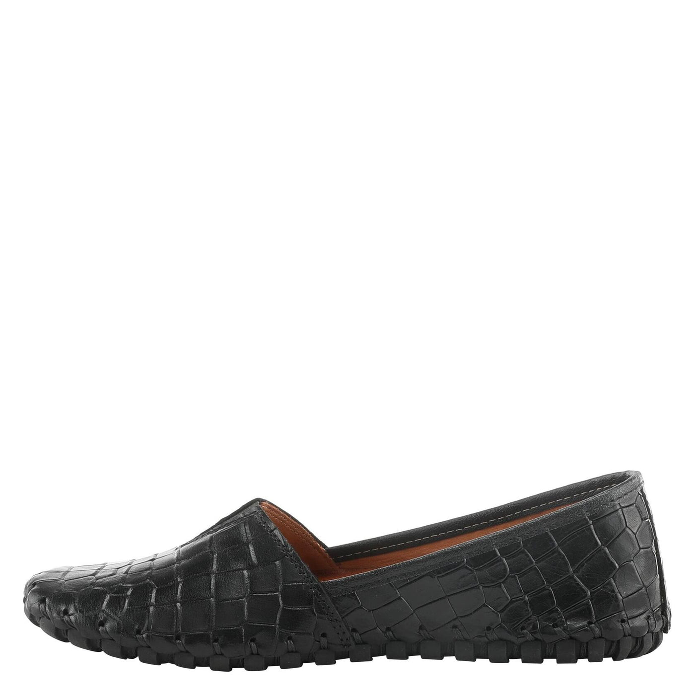 Spring Step Kathaleta-Croco Shoes for Women - Ladies Leather Booties with Rubber Outsole - Comfortable Slip-On Flat Shoes for Womens - Black EU 43 / US 11.5-12