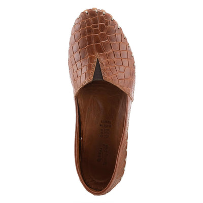 Spring Step Kathaleta-Croco Shoes for Women - Ladies Leather Booties with Rubber Outsole - Comfortable Slip-On Flat Shoes for Womens - Camel EU 42 / US 10.5-11