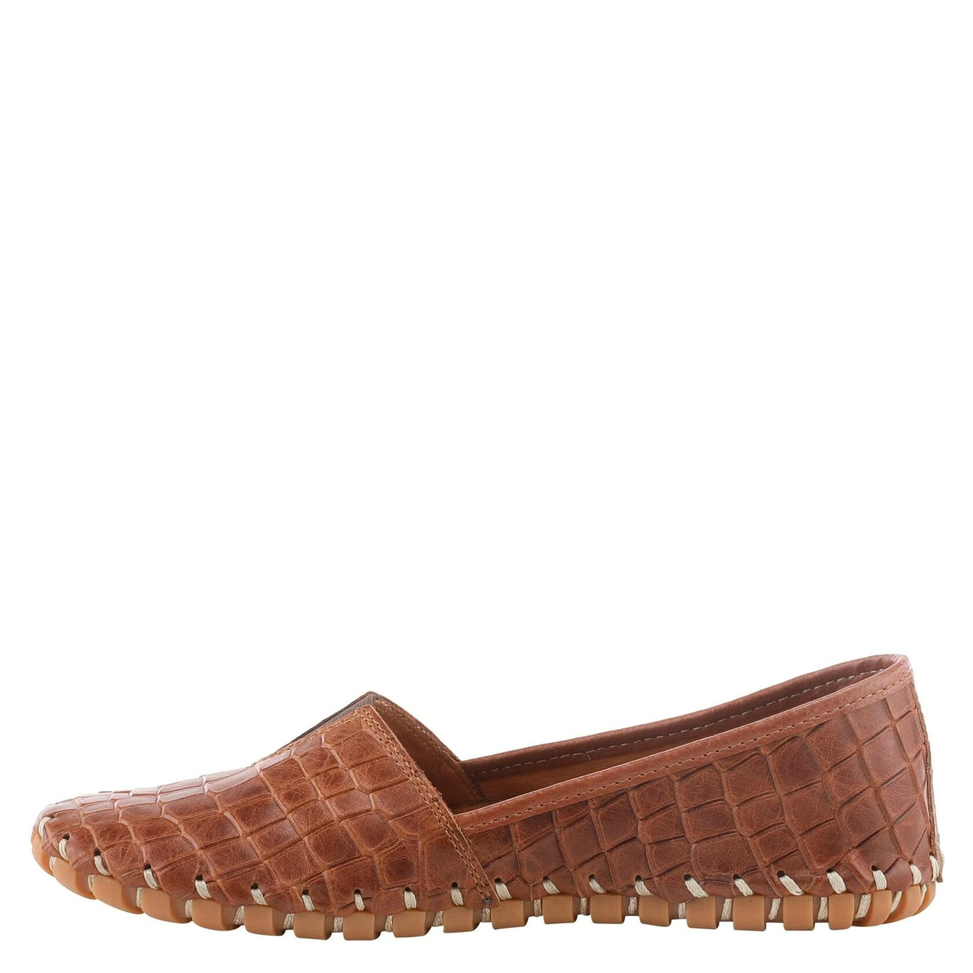 Spring Step Kathaleta-Croco Shoes for Women - Ladies Leather Booties with Rubber Outsole - Comfortable Slip-On Flat Shoes for Womens - Camel EU 43 / US 11.5-12