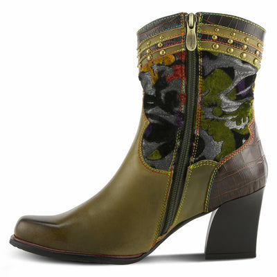 Spring Step L'Artiste Women's Happytime Leather Bootie Olive Multi EU 40 / US 9