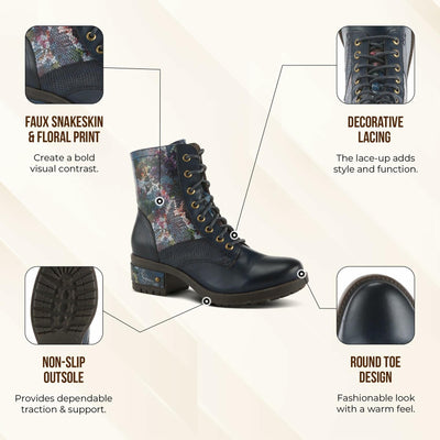 Spring Step L'Artiste Women's Marty-Met Leather Bootie Black Multi EU 42 / US 10.5-11