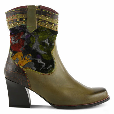 Spring Step L'Artiste Women's Happytime Leather Bootie Olive Multi EU 40 / US 9