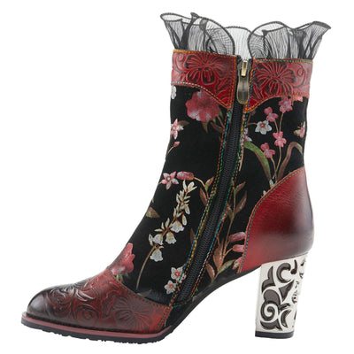 Spring Steps L`Artiste Gaga Mid-Calf Boots for Women - Ladies Boot with Side Zipper Closure - Comfortable Western Women's boots - Red Multi EU 35 / US 5