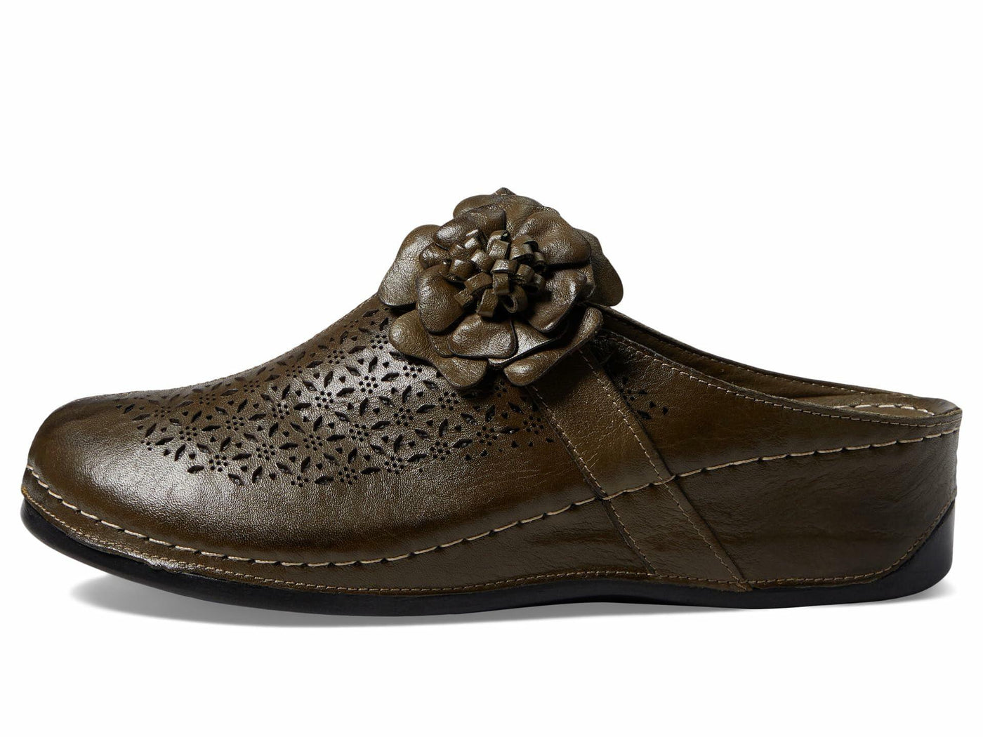 Spring Step Women's Lilybean Leather Clog Olive Green EU 38 / US 7.5-8