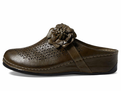 Spring Step Women's Lilybean Leather Clog Olive Green EU 38 / US 7.5-8