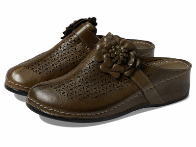 Spring Step Women's Lilybean Leather Clog Olive Green EU 38 / US 7.5-8
