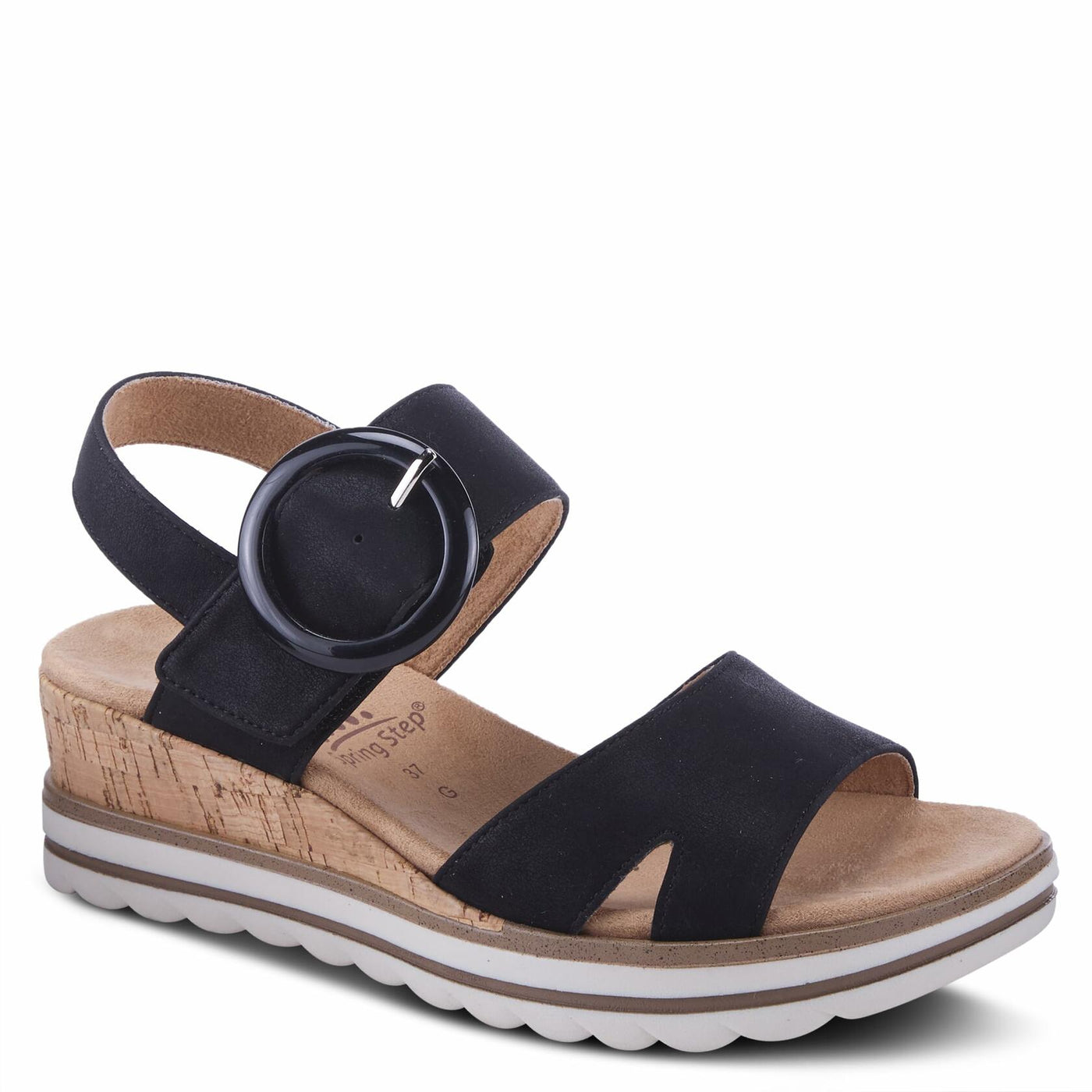 Spring Step Women's Loriya Slingback Wedge Sandal Black EU 40 / US 9