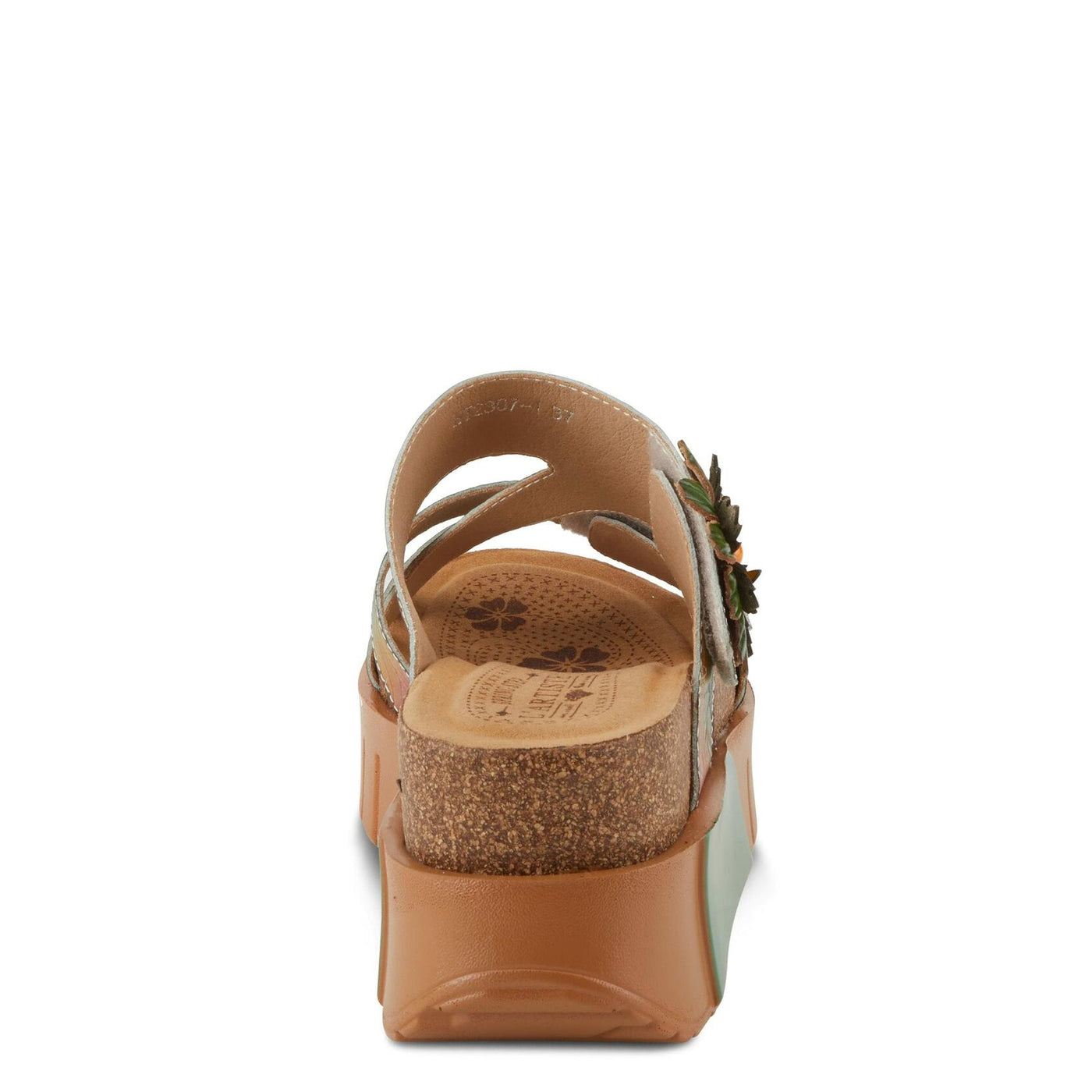 GEXA TAN MULTI FLORAL WEDGE SANDALS BY L'ARTISTE