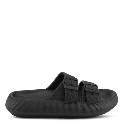 Flexus Women's Bubbles Waterproof Slide Sandals with Adjustable Buckle Straps - Cushioned Footbed, Lightweight EVA Sole, Padded Insole, Slip-On Comfort