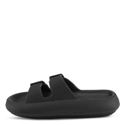 Flexus Women's Bubbles Waterproof Slide Sandals with Adjustable Buckle Straps - Cushioned Footbed, Lightweight EVA Sole, Padded Insole, Slip-On Comfort