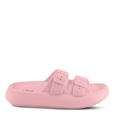 Flexus Women's Bubbles Waterproof Slide Sandals with Adjustable Buckle Straps - Cushioned Footbed, Lightweight EVA Sole, Padded Insole, Slip-On Comfort