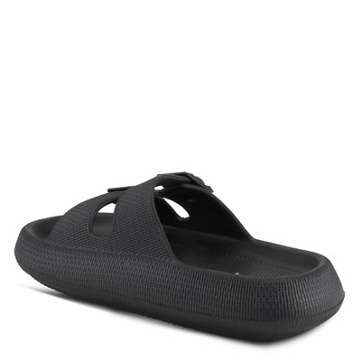 Flexus Women's Bubbles Waterproof Slide Sandals with Adjustable Buckle Straps - Cushioned Footbed, Lightweight EVA Sole, Padded Insole, Slip-On Comfort