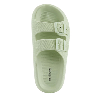 Flexus Women's Bubbles Waterproof Slide Sandals with Adjustable Buckle Straps - Cushioned Footbed, Lightweight EVA Sole, Padded Insole, Slip-On Comfort