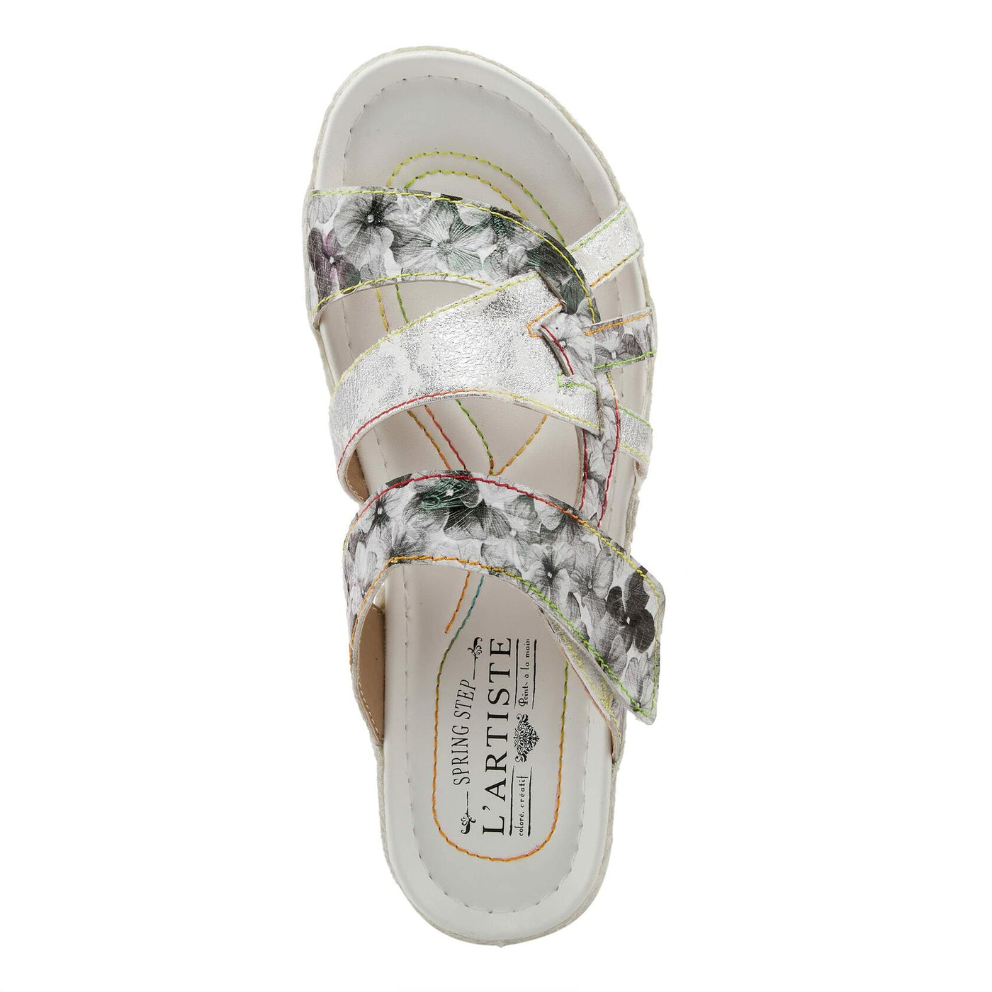 Spring Step L'Artiste Women's Caiman Slide Sandal Silver Multi EU 37 / US 6.5-7