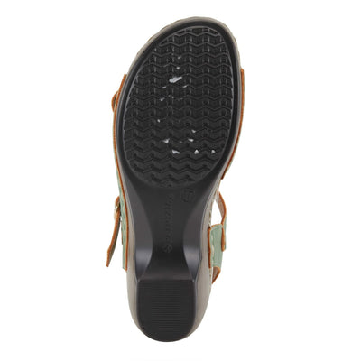 PATRIZIA Spring Step Shantay Wedge Sandals for Women - Ladies Sandals with ankle strap buckle closures - Womens Casuals Sandals for Outdoor - Light Green EU 38 / US 7.5-8