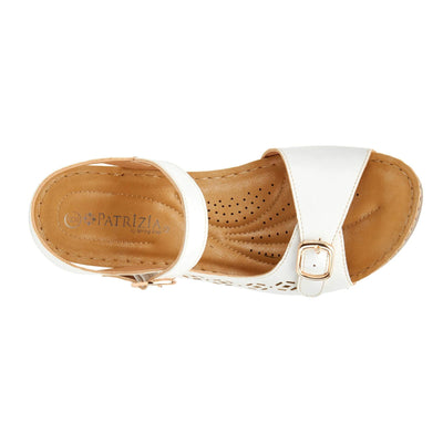 PATRIZIA Spring Step Shantay Wedge Sandals for Women - Ladies Sandals with Ankle Strap Buckle Closures - Womens Casuals Sandals for Outdoor - White EU 39 / US 8.5
