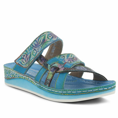 Spring Step L'Artiste Women's CAIMAN Wedge Slide Sandal Aqua EU 35/5
