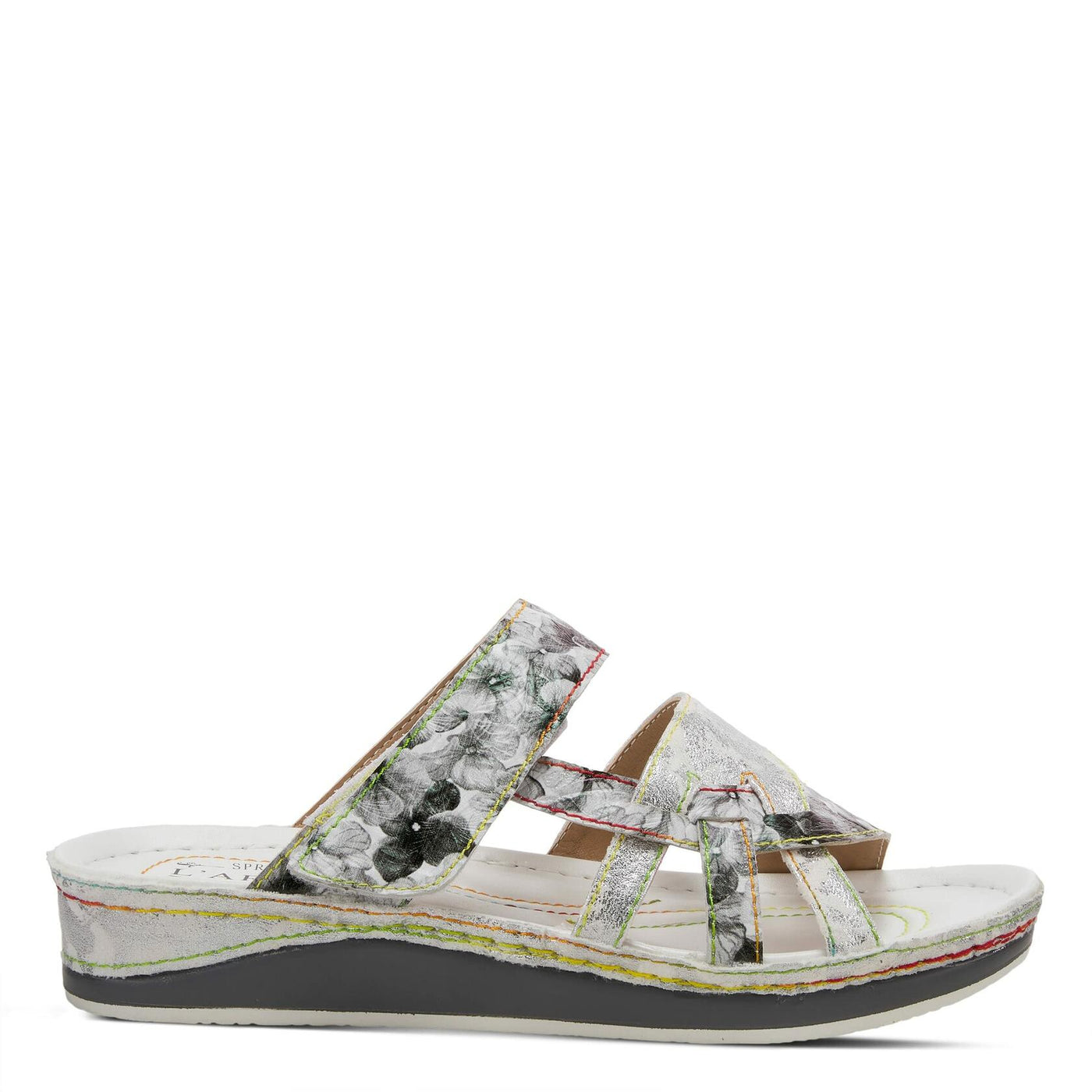 Spring Step L'Artiste Women's Caiman Slide Sandal Silver Multi EU 37 / US 6.5-7
