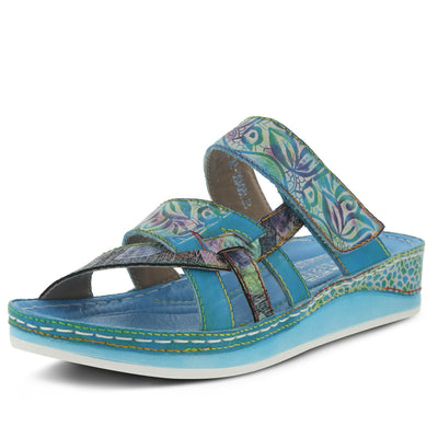 Spring Step L'Artiste Women's CAIMAN Wedge Slide Sandal Aqua EU 35/5