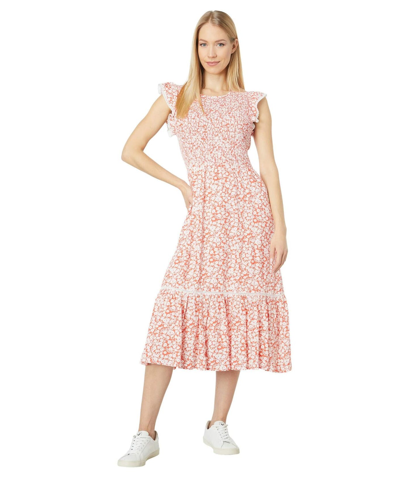 Lost + Wander Pick Me at Hello Claire Midi Dress Red/White SM