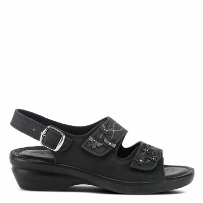 Flexus by Spring Step Ceri Flat Sandal, Black, 39 Medium EU (US 8.5 US)