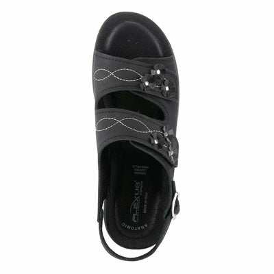 Flexus by Spring Step Ceri Flat Sandal, Black, 39 Medium EU (US 8.5 US)