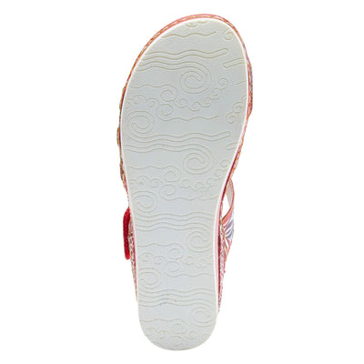 Spring Step L'Artiste Women's Caiman Slide Sandal Red Multi EU 38 / US 7.5-8