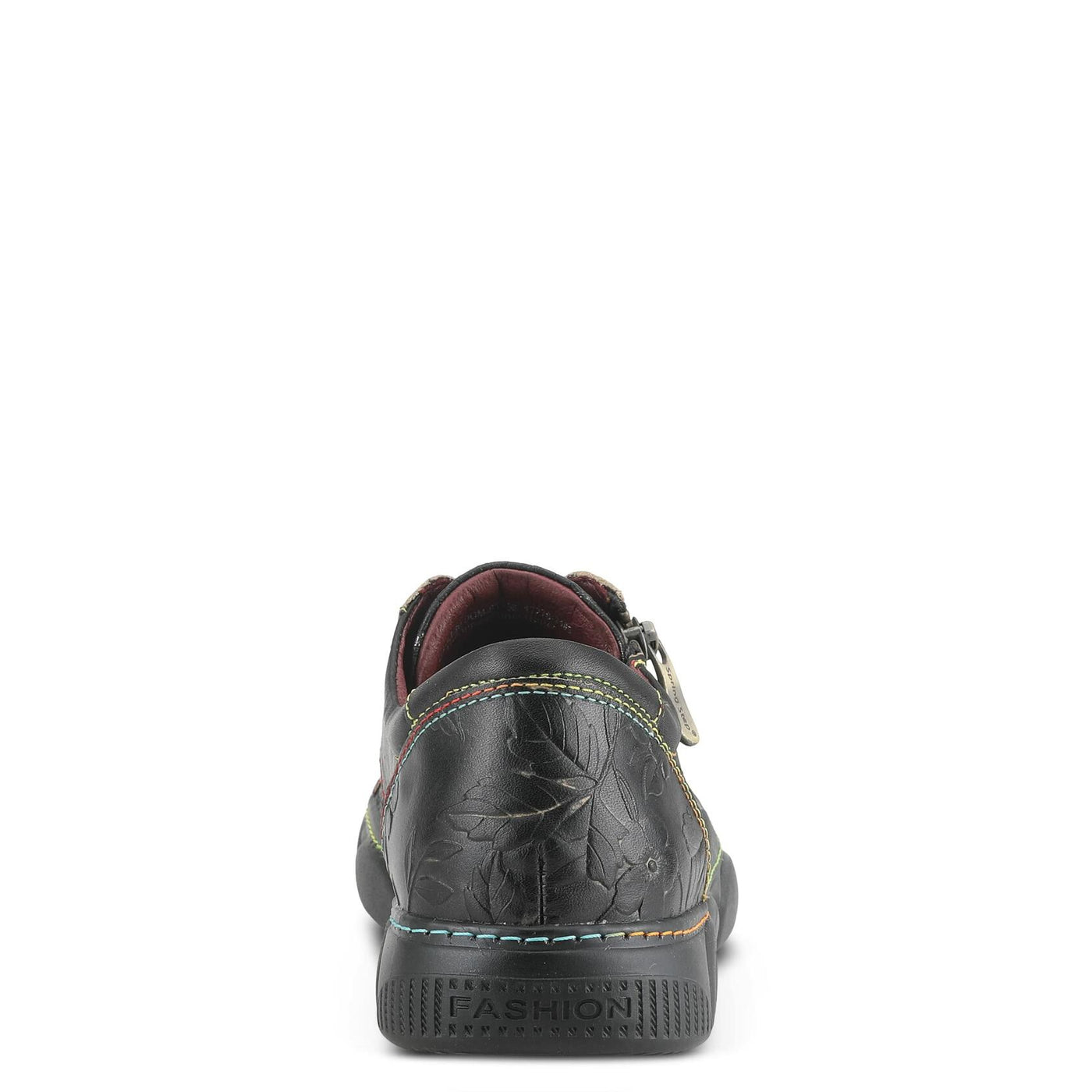 L'Artiste by Spring Step Women's Danli-Bloom Sneaker – Hand-Painted Leather Platform Shoes with Zipper & Lace-Up Closure, Removable Insole, Rainbow Stitching, Comfort Fit Black Multi EU 35/5