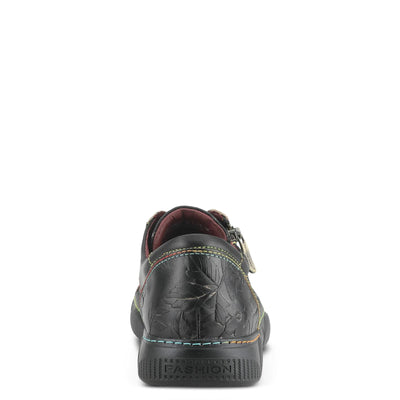 L'Artiste by Spring Step Women's Danli-Bloom Sneaker – Hand-Painted Leather Platform Shoes with Zipper & Lace-Up Closure, Removable Insole, Rainbow Stitching, Comfort Fit Black Multi EU 35/5