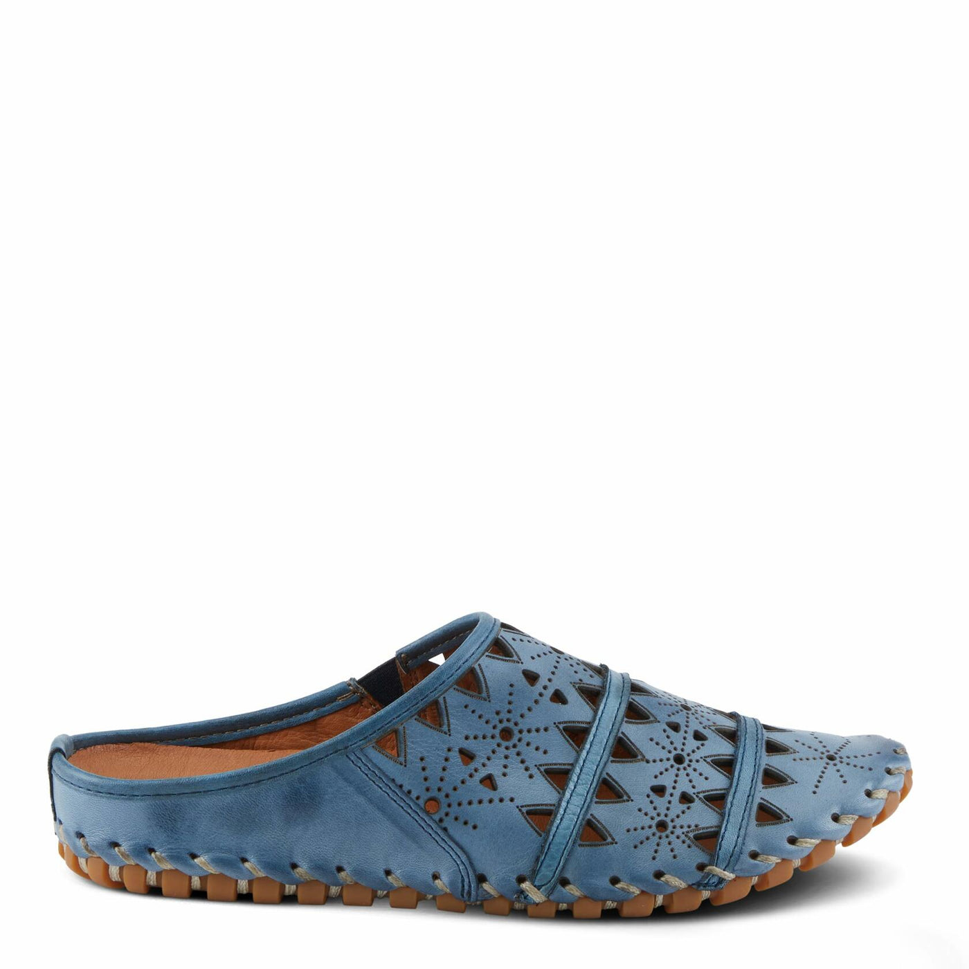 Spring Step Fusalide Slip-On Shoes for Womens - Comfortable Slip-On Shoes with Rubber Outsole - Casual Leather Clogs for Women - Blue EU 43 / US 11.5-12