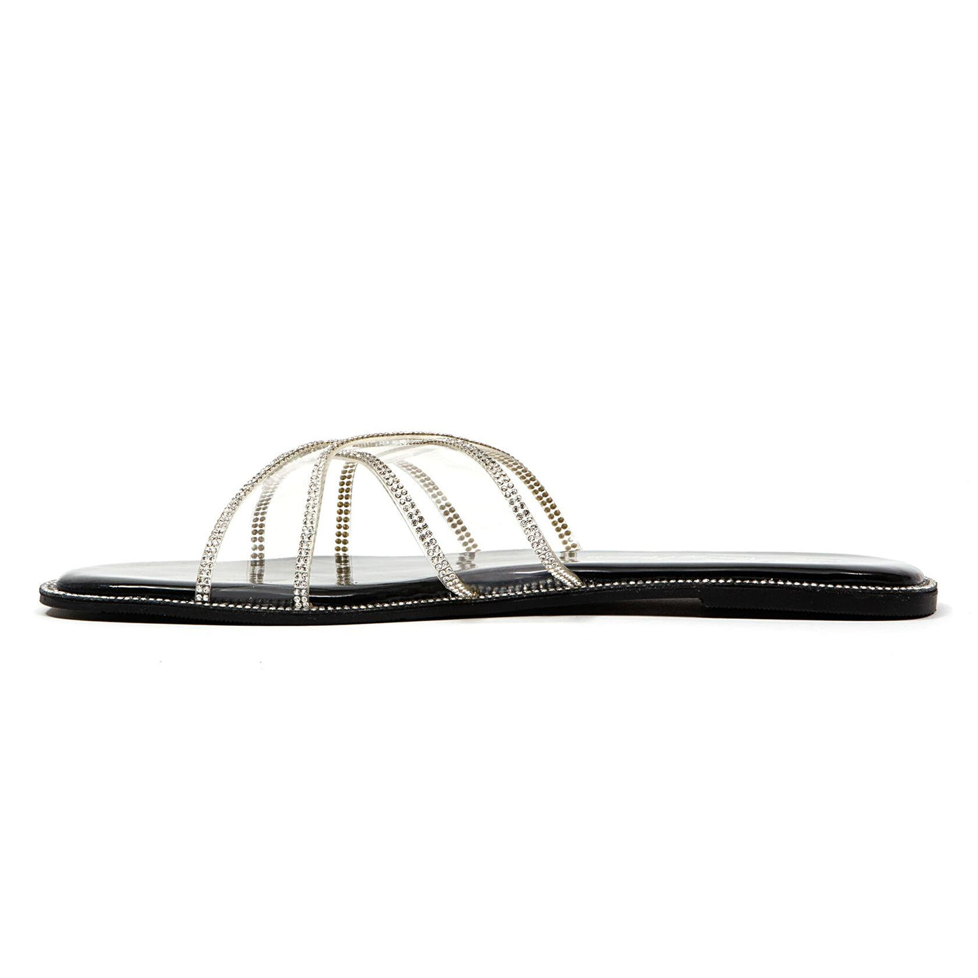 Ninety Union Atlanta Criss Cross Flat Slide With Studded Trim, Black, 8