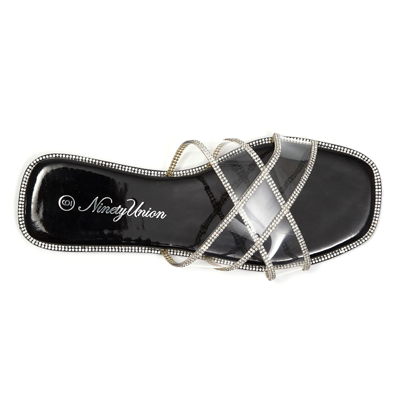 Ninety Union Atlanta Criss Cross Flat Slide With Studded Trim, Black, 10