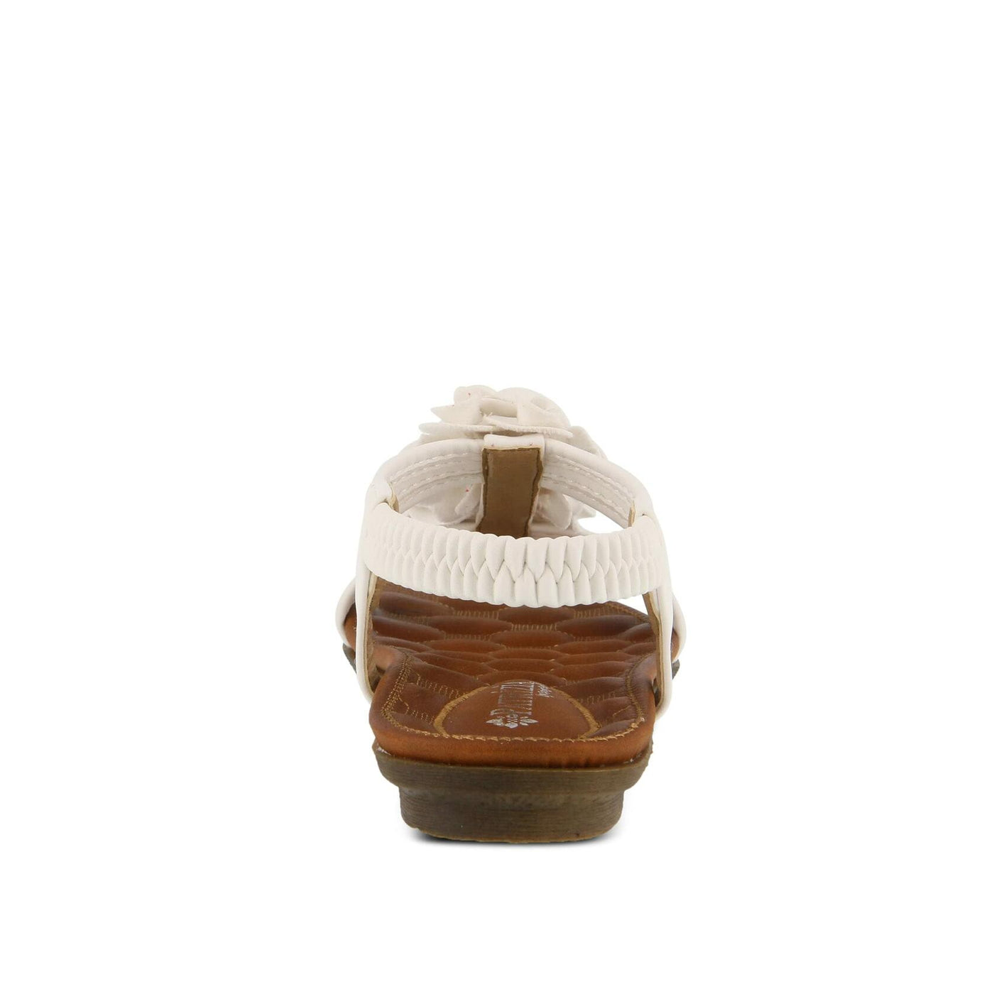 PATRIZIA Spring Step Nectarine Sandals for Womens - Ladies Sandals with Chic Flower Grabbing t-straps - Casuals Womens Sandals with Stretch Back Strap - White US 10.5-11