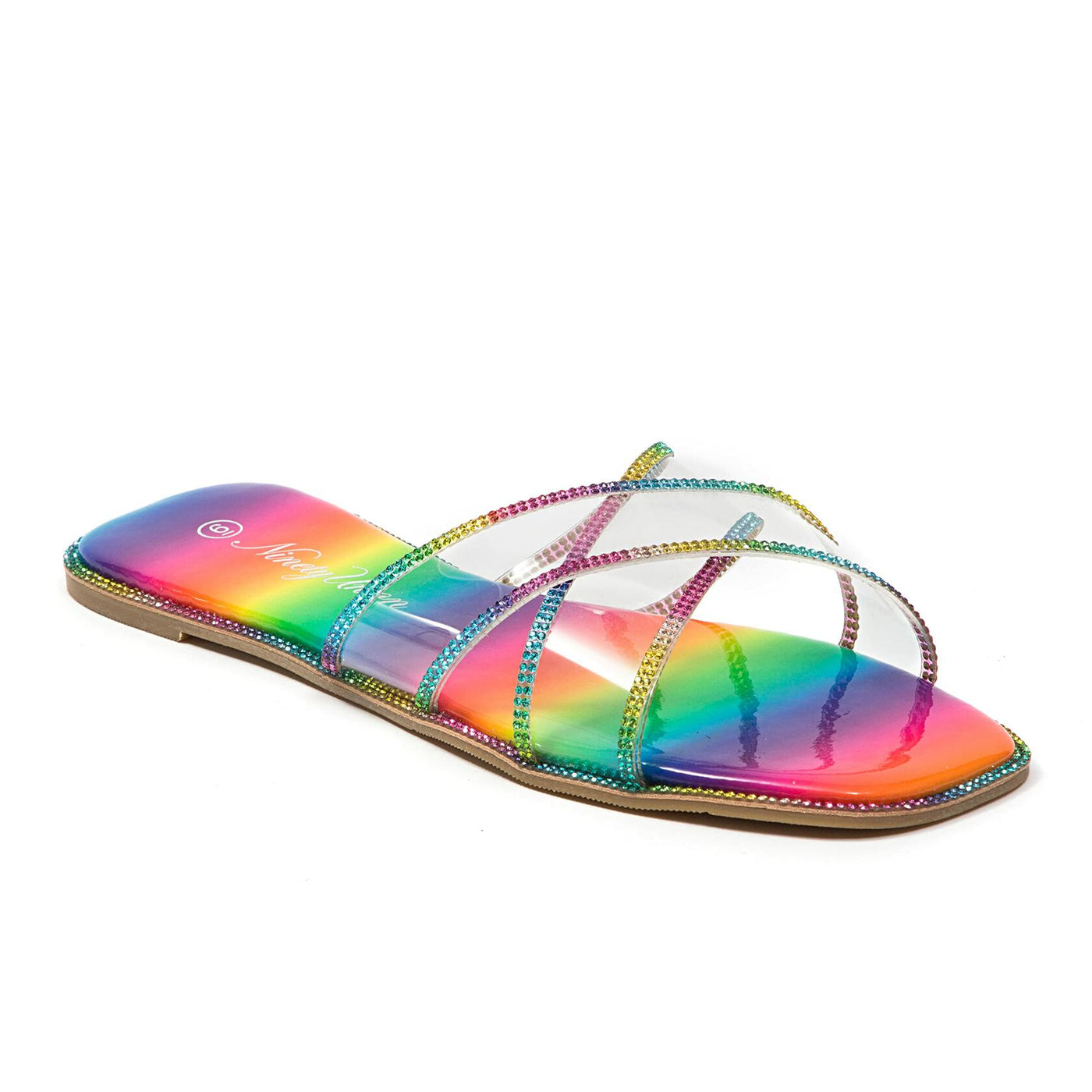 Ninety Union Atlanta Criss Cross Flat Slide With Studded Trim, Multi, 9