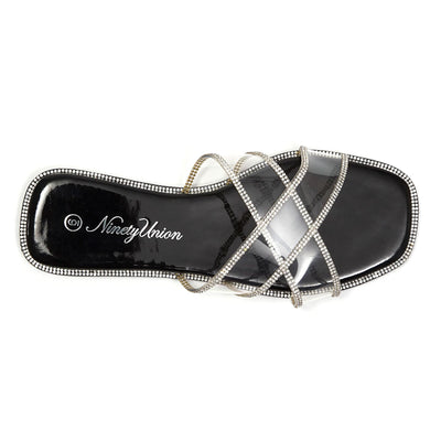 Ninety Union Atlanta Criss Cross Flat Slide With Studded Trim, Black, 11