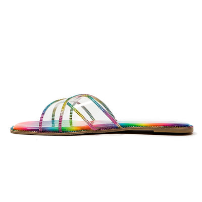 Ninety Union Atlanta Criss Cross Flat Slide With Studded Trim, Multi, 8