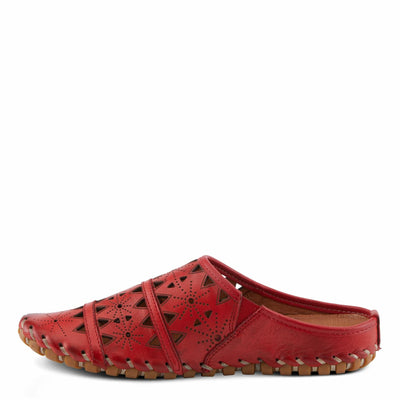 Spring Step Fusalide Slip-On Shoes for Womens - Comfortable Slip-On Shoes with Rubber Outsole - Casual Leather Clogs for Women - Red EU 36 / US 5.5-6