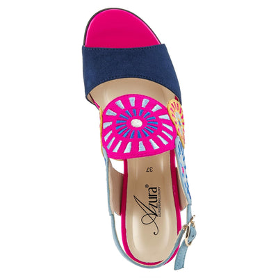 Azura Women's Embroidery Slingback Sandal Navy Multi EU 39 / US 8.5