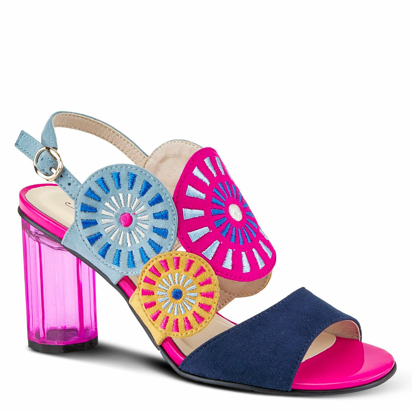 Azura Women's Embroidery Slingback Sandal Navy Multi EU 39 / US 8.5