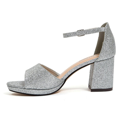 Ninety Union Jazzy Glitzy Open Till Close Back Sandal, Silver, 10