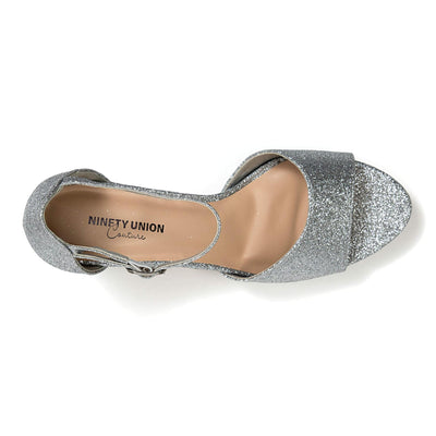Ninety Union Jazzy Glitzy Open Till Close Back Sandal, Silver, 10