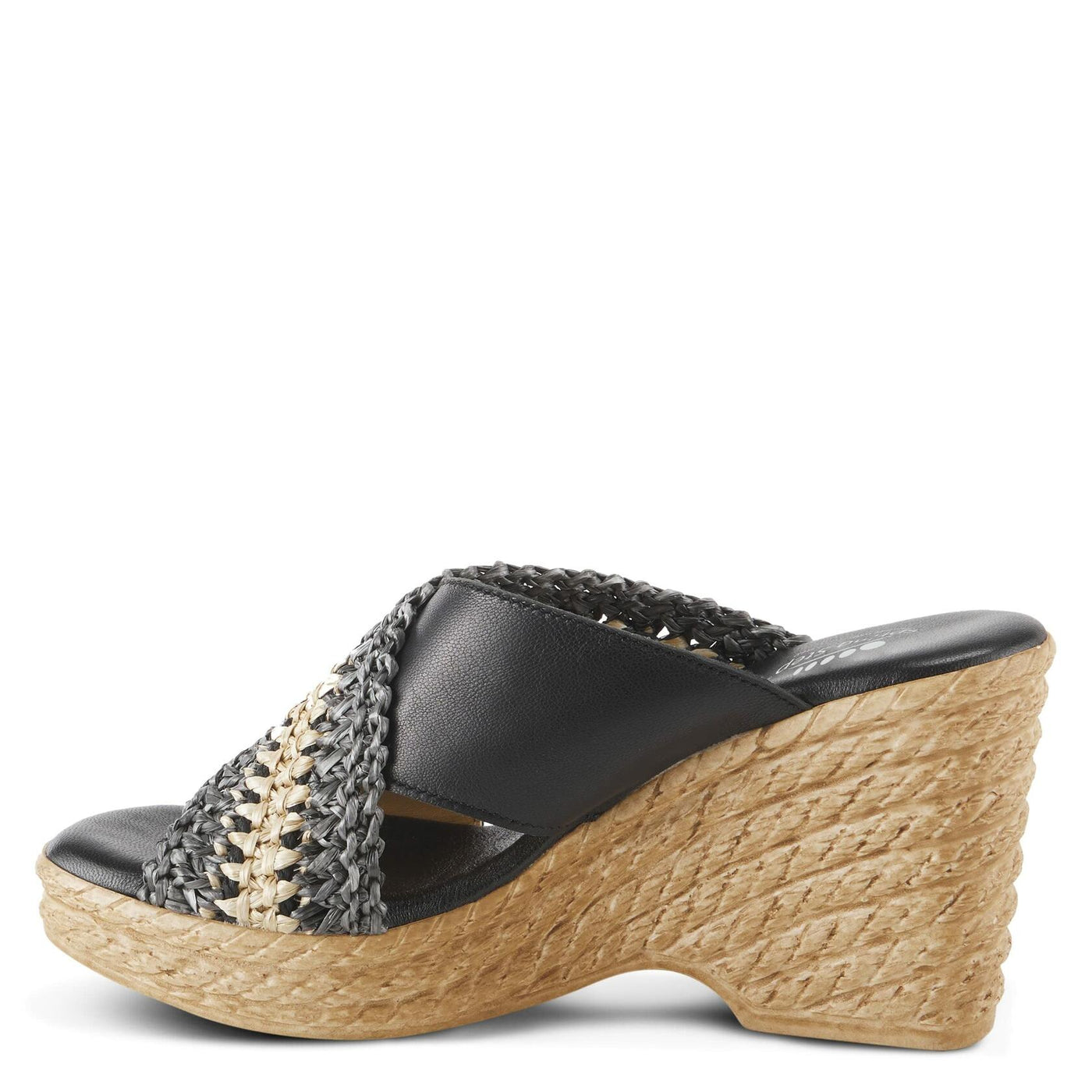 FAZZINA CRYSS-CROSS LEATHER WEDGE SLIDES BY SPRING STEP